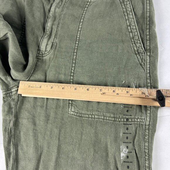 American Eagle Linen Blend Pants Women's 8 Regular Light Green High Rise Tapered - Picture 14 of 16